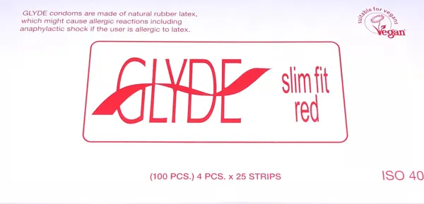 Anal Glyde Glyde Condom Slim Fit BLK 49mm Bulk 100s