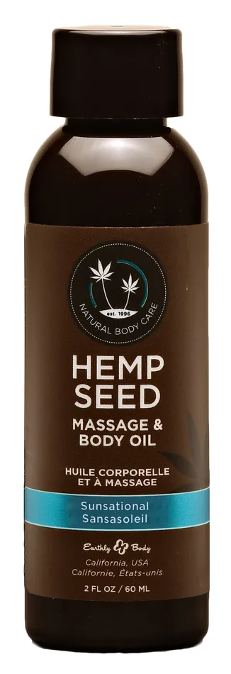 Couples Earthly Body Hemp Seed Massage and Body Oil Sunsational 2 Fl Oz 60ml