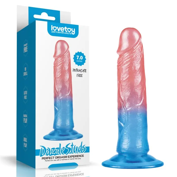 Dazzle Studs Dildo 7in PinkBlue Lovetoy Vibrators