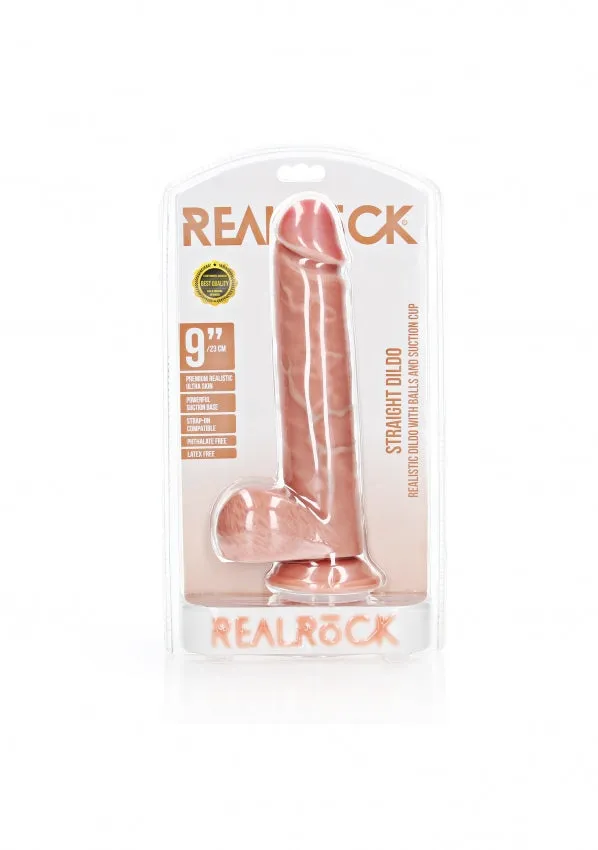 Female Sex Toys REALROCK Straight Realistic Dildo with Balls and Suction Cup 9 23 cm