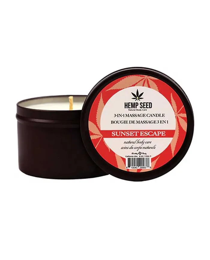 Hemp Seed 3in1 Massage Candle Sunset Escape 6 Oz Earthly Body Couples