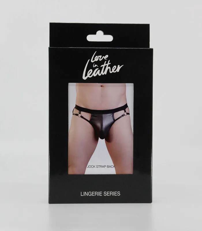 Love In Leather MENS 560 LEATHER LOOK JOCK STRAP BOXED BLACK - L/XL | Anal