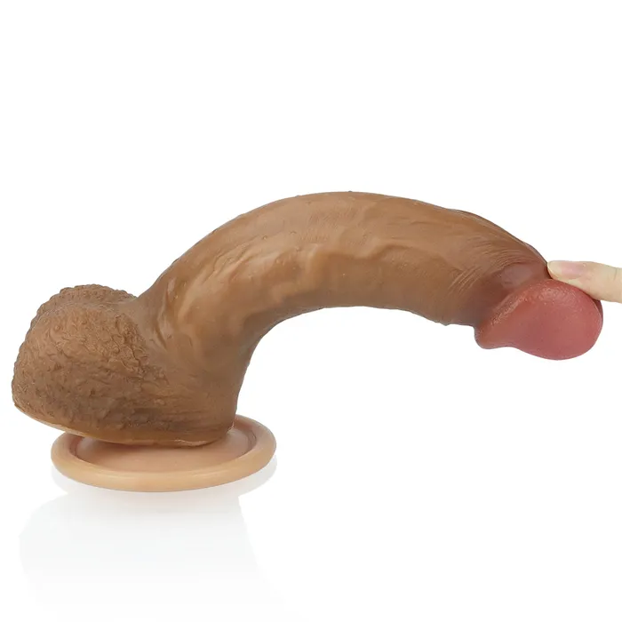 Lovetoy Dildos | Lovetoy Nature Cock 8.5” Dual Layered Platinum Silicone Dildo Brown