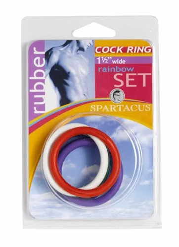 Male Sex Toys Spartacus Rubber CRing Set 15 Rainbow