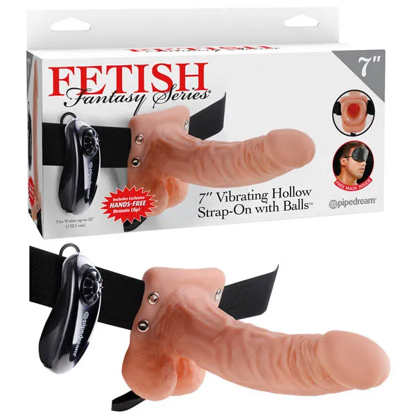 Pipedream Female Sex Toys | Fetish Fantasy Series 7'' Vibrating Hollow Strap-on With Balls - Flesh 17.8 cm (7'') Vibrating Hollow Strap-On