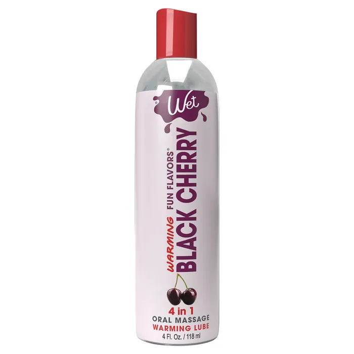 Wet Wet Warming Fun Flavors Black Cherry 4 in 1 Lubricant 4 Oz Anal