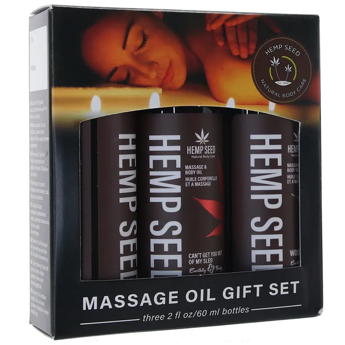 Couples | Hemp Seed Massage Oil Holiday Gift Set in 2oz/60mL x 3 - Earthly Body