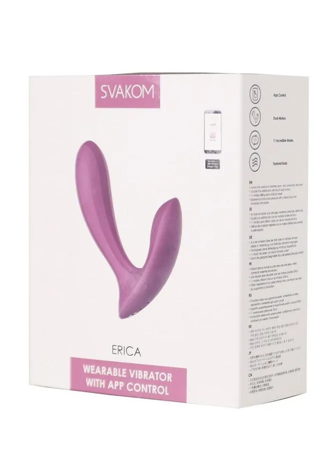 Female Sex Toys | Svakom Erica Rechargeable Silicone App Compatible Dual Vibrator with Clitoral Stimulator and Remote - Svakom