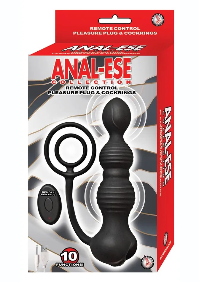 Male Sex Toys | Anal Ese Anal-Ese Silicone Rechargeable Anal Plug and Cock Ring with Remote Control