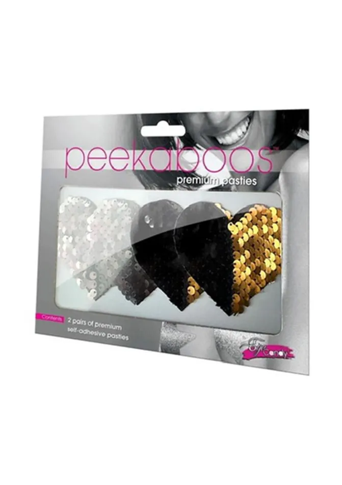 PEEKABOO Vibrators | Peekaboos Reversilbe Sequin Hearts Pasties