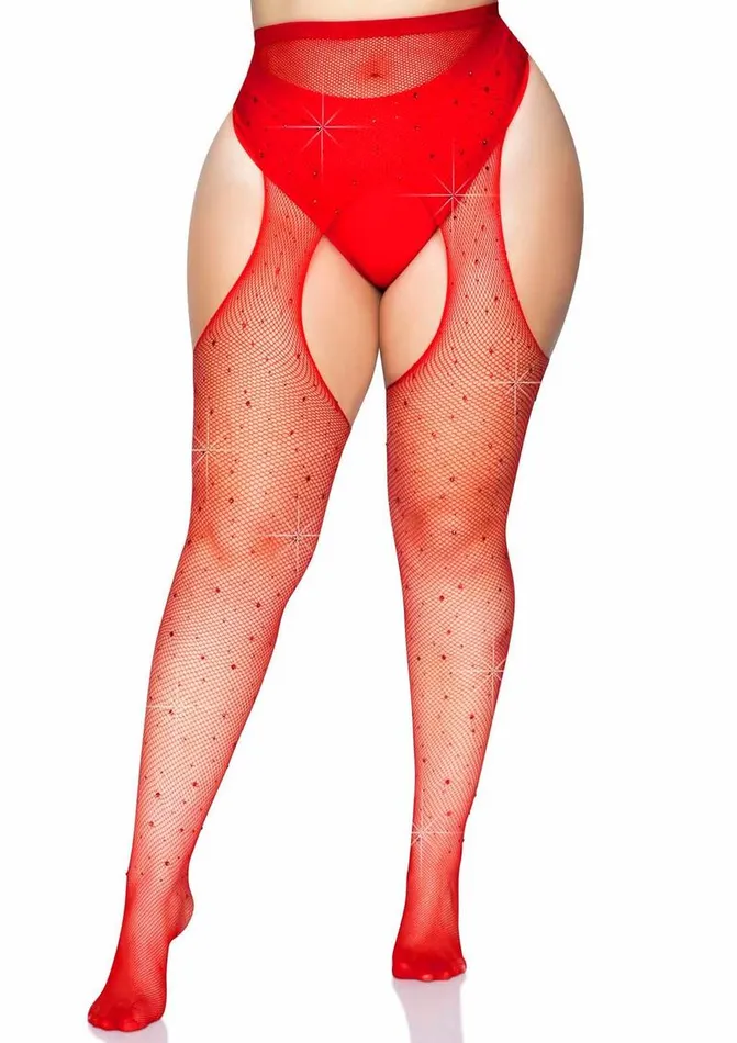 Vibrators Leg Avenue Leg Avenue Crystalized Fishnet Suspender Pantyhose