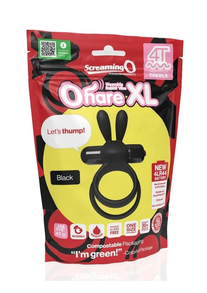 4t Ohare XL Rechargeable Silicone Rabbit Vibrating Cock Ring Screaming O Male Sex Toys