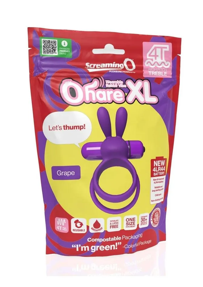 4t Ohare XL Rechargeable Silicone Rabbit Vibrating Cock Ring Screaming O Male Sex Toys