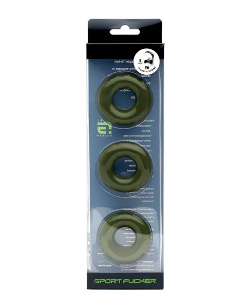 665 INC Anal Sport Fucker Chubby Cockring Pack of 3 Army Green