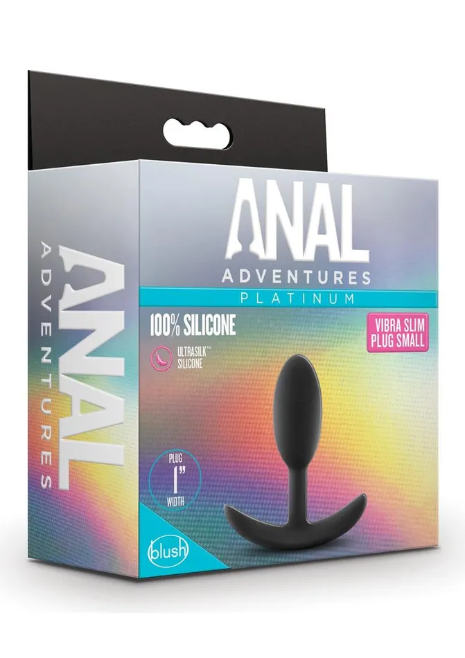 Anal Adventures Male Sex Toys Anal Adventures Platinum Silicone Vibrating Slim Anal Plug