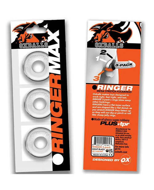 Anal Blue Ox Designs LLCDba Oxballs Oxballs Ringer Max 3 Pack Cockrings Clear