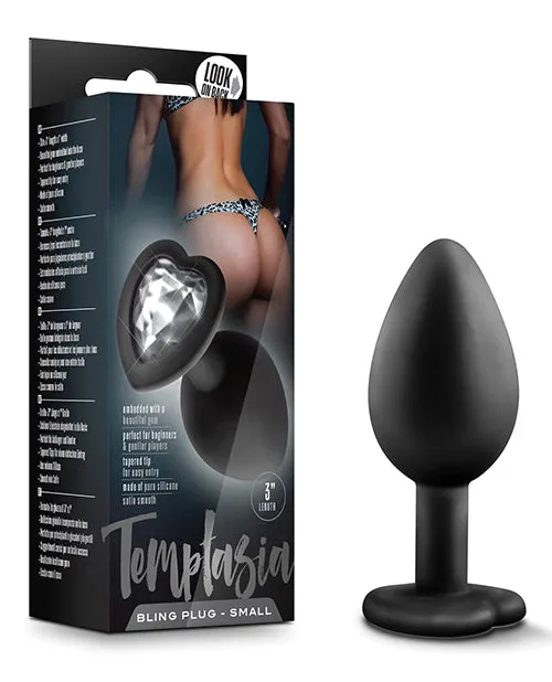 Anal Blush Novelties Temptasia Bling Plug with Gem Small Black