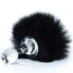 Anal Crystal Delights Llc Bunny Tail Plug Faux Fur Black Medium