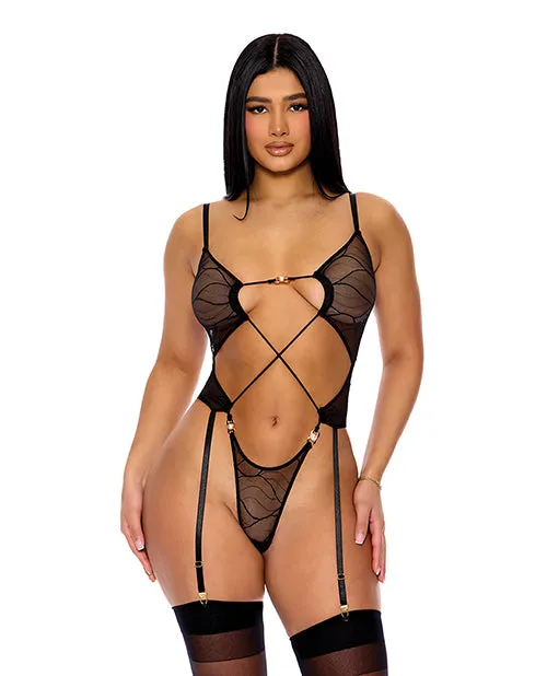 Anal Forplay INC Pull My Strings Sheer Pearl Teddy Black MD