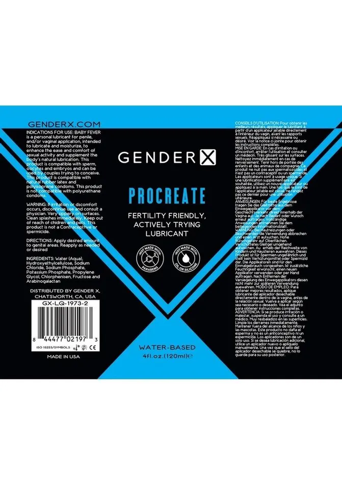 Anal Gender X Gender X Procreate Water Based Lubricant