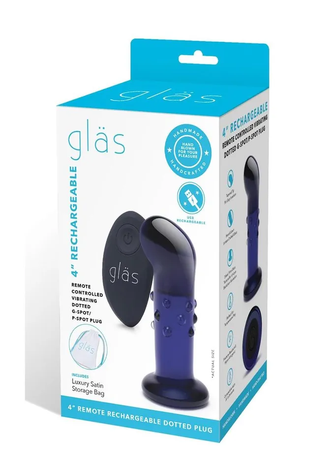 Anal Glas Rechargeable Remote Controlled Vibrating Glass Dotted GSpotPSpot Plug Glas