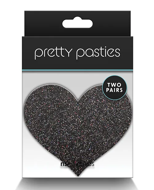 Anal Ns Novelties INC Pretty Pasties Glitter Hearts BlackGold 2 Pair