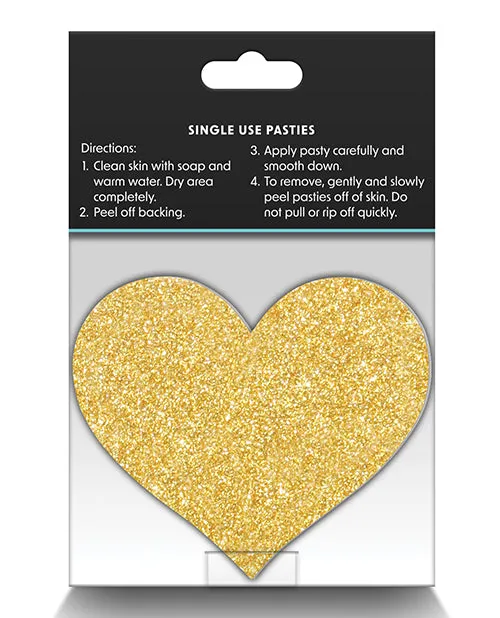 Anal Ns Novelties INC Pretty Pasties Glitter Hearts BlackGold 2 Pair