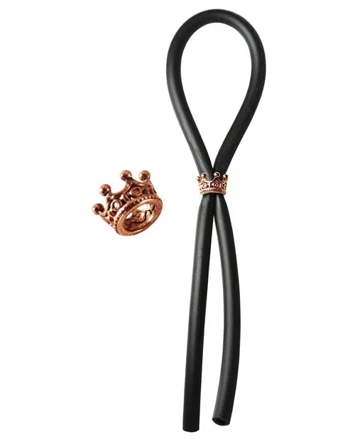 Anal Phs International Bolo Silicone Lasso Wrose Gold Crown Slider Ring Black