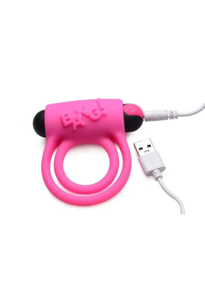 BANG Bang Silicone Rechargeable Cock Ring and Bullet with Remote Control Male Sex Toys