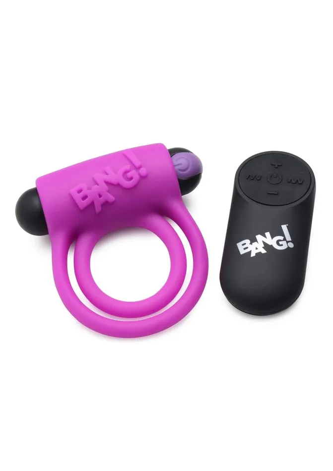 BANG Bang Silicone Rechargeable Cock Ring and Bullet with Remote Control Male Sex Toys