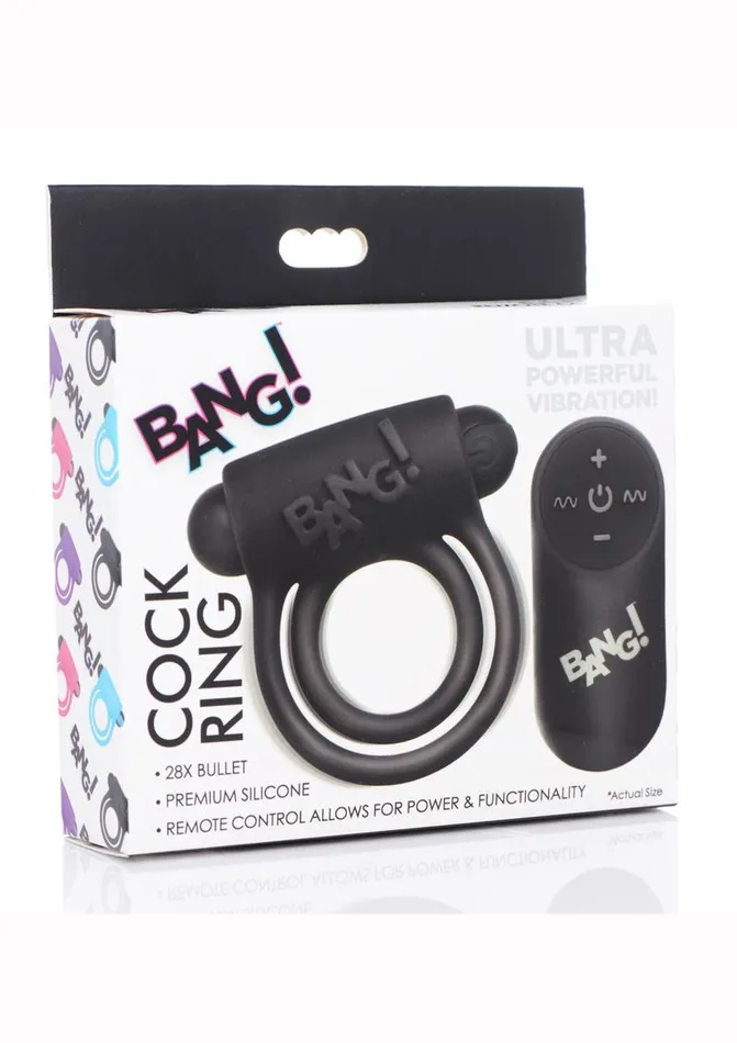 BANG Bang Silicone Rechargeable Cock Ring and Bullet with Remote Control Male Sex Toys