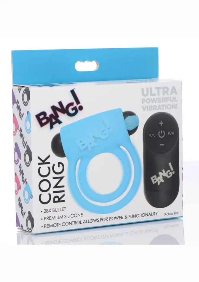 BANG Bang Silicone Rechargeable Cock Ring and Bullet with Remote Control Male Sex Toys