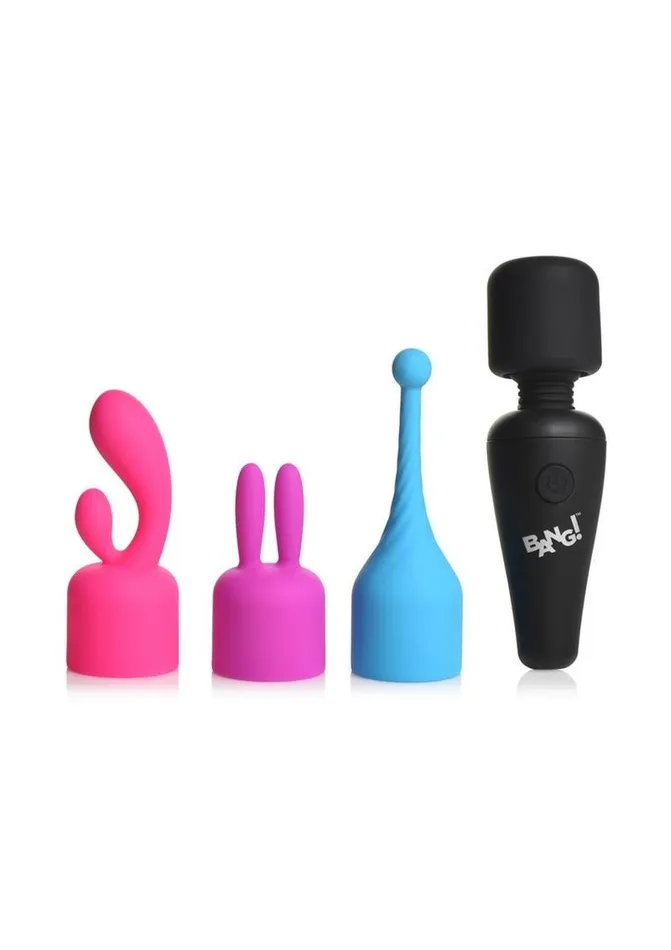 BANG Female Sex Toys Bang 10x Mini Wand Set Rechargeable Silicone Vibrator with 3 Attachments