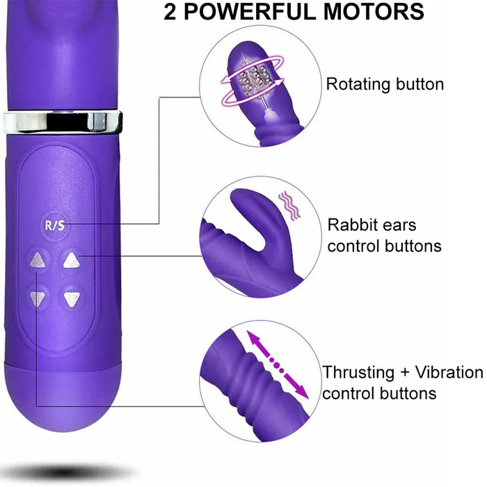 Bebuzzed Libo Thrusting Rotating GSpot Rabbit Vibrator Large Purple BeBuZZed Vibrators