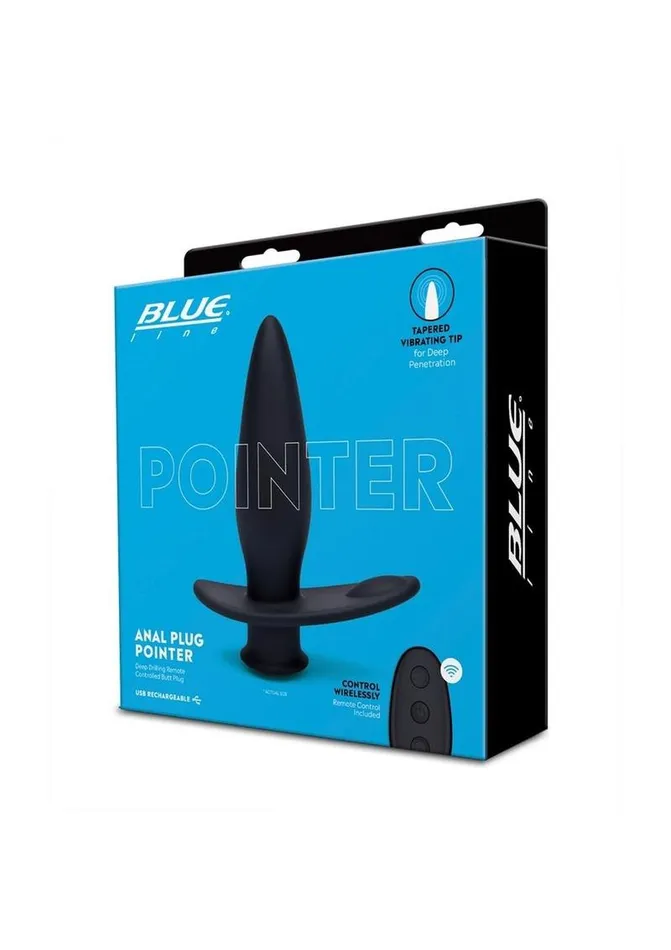 Blue Line CandB Gear Blue Line Pointer Silicone Deep Drilling Remote Controlled Butt Plug Anal