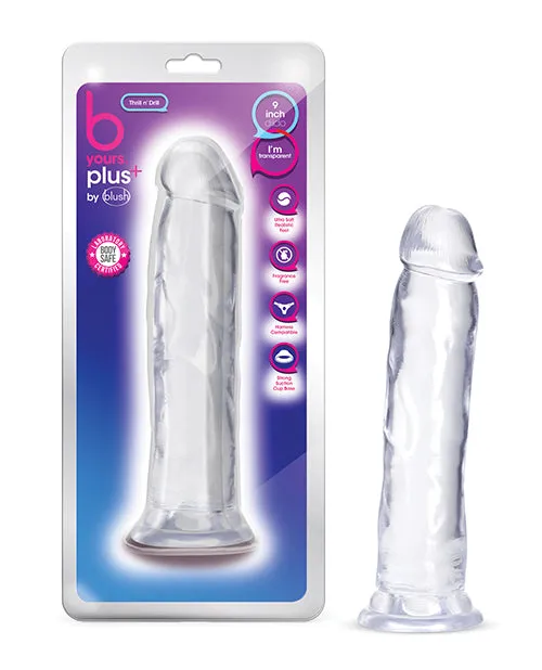 Blush B Yours Plus 9 Thrill n Drill Clear Dildo Blush Novelties Dildos