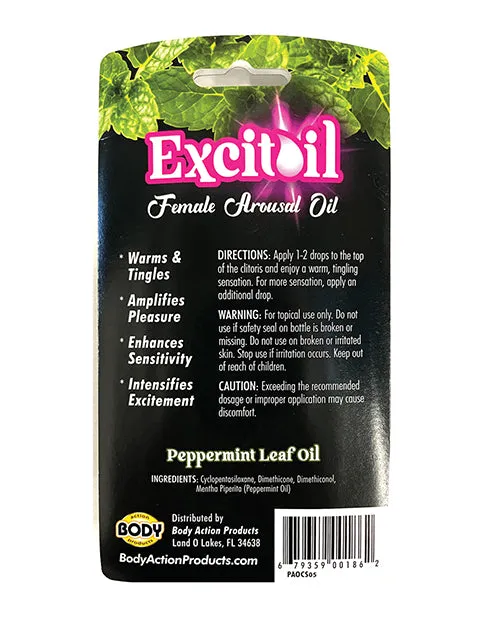 Body Action Products Female Sex Toys Body Action Excitoil Peppermint Arousal Oil 5 oz