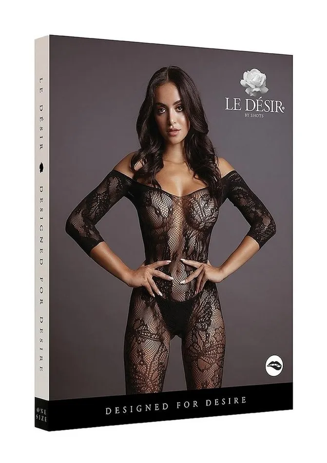 Bodystockings Playsuits Le Desir Lace Sleeved Bodystocking Le Desir