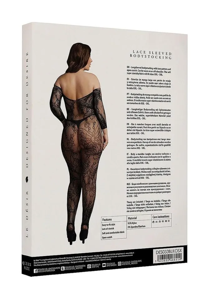 Bodystockings Playsuits Le Desir Lace Sleeved Bodystocking Le Desir