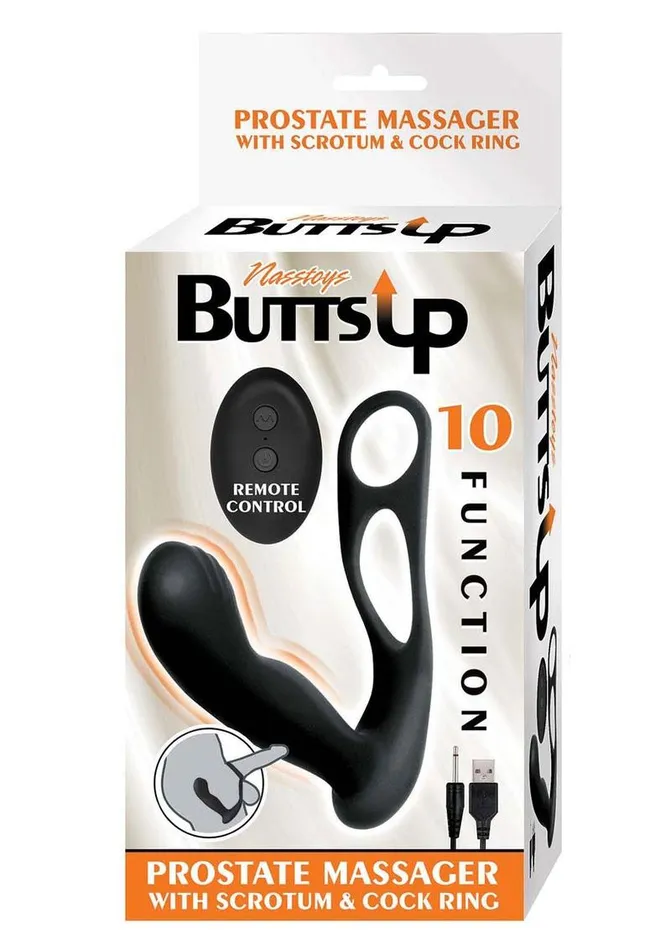 Butts Up Rechargeable Silicone Prostate Massager with Scrotum and Cock Ring Butts Up Male Sex Toys