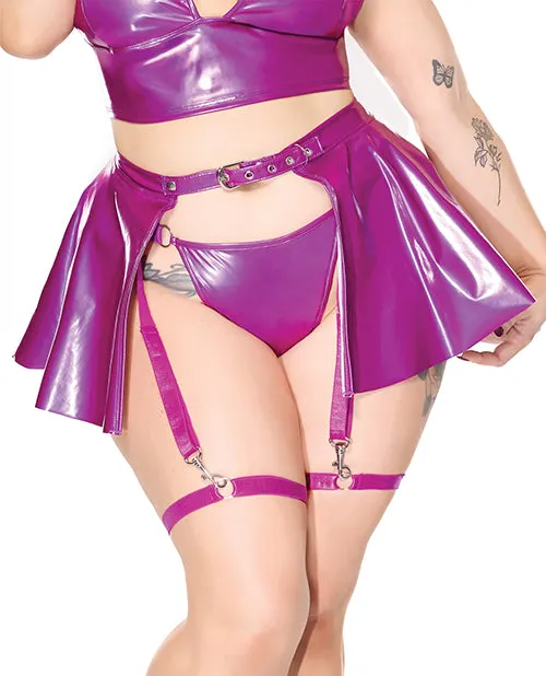 Coquette International Plus Size Purple Darque PVC Skirt with Leg Straps Plus Size