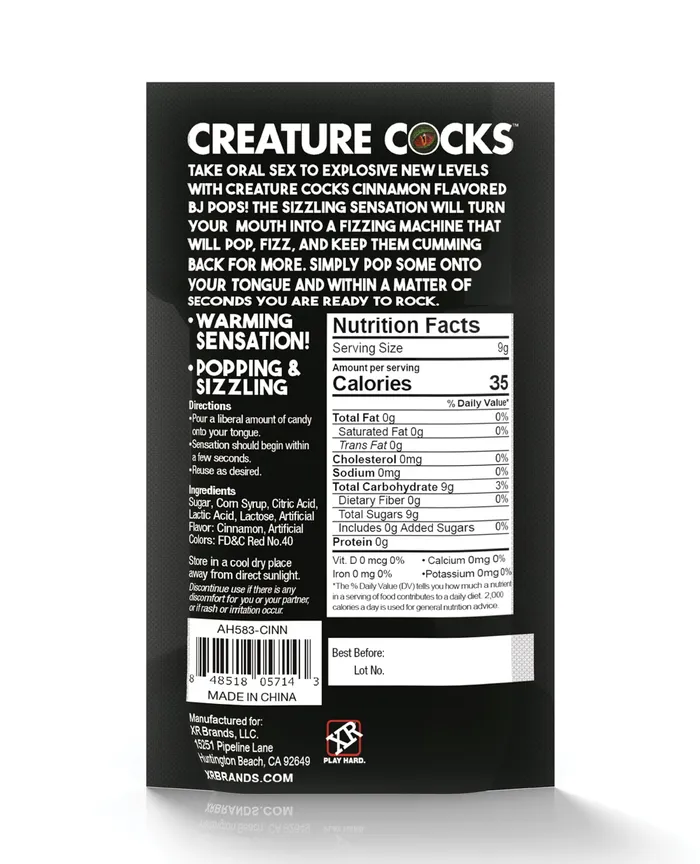 Creature Cocks BJ Pops Warming Oral Sex Candy Cinnamon Xr LLC Dildos