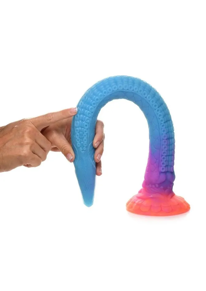 Creature Cocks Creature Cocks Makara Glow In The Dark Silicone Snake Dildo OrangePurpleBlue Glitter Dildos