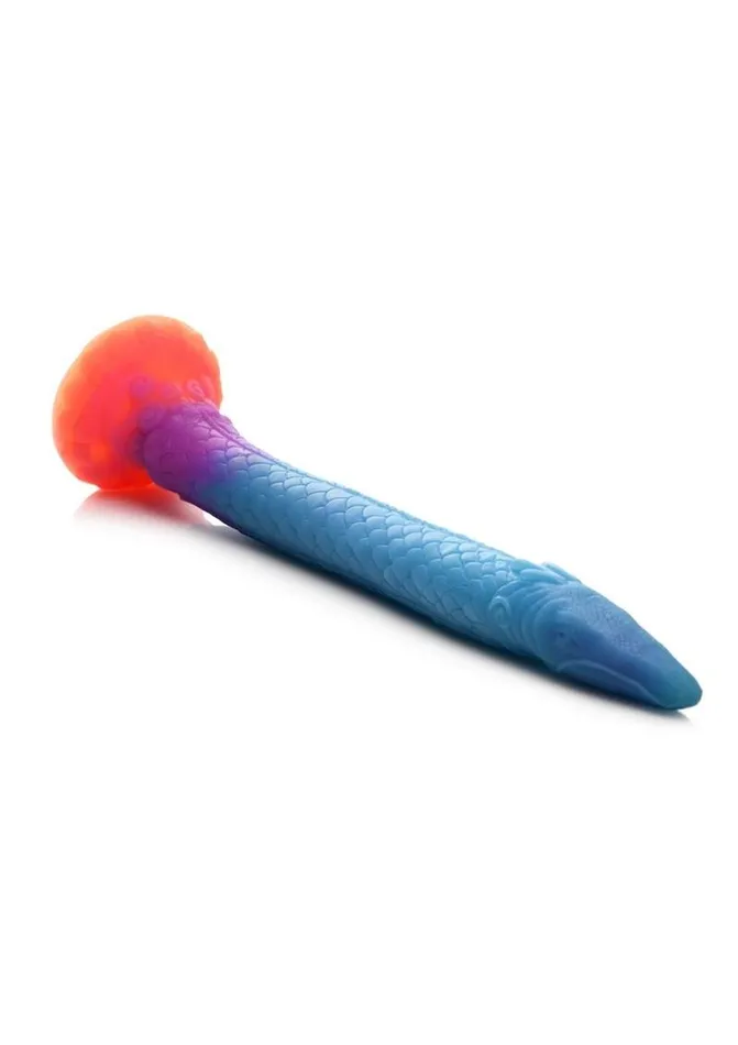 Creature Cocks Creature Cocks Makara Glow In The Dark Silicone Snake Dildo OrangePurpleBlue Glitter Dildos