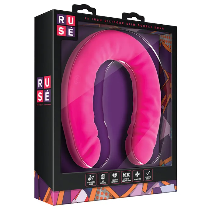 Dildos Blush Ruse Silicone Slim Double DongHot Pink 18