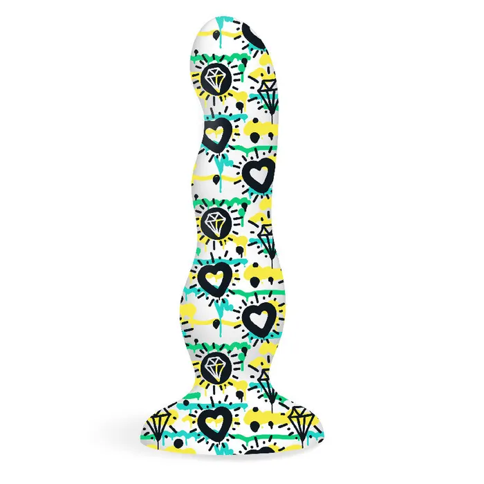 Dildos Icon Brands Collage Diamonds Hearts Curvy Silicone Dildo