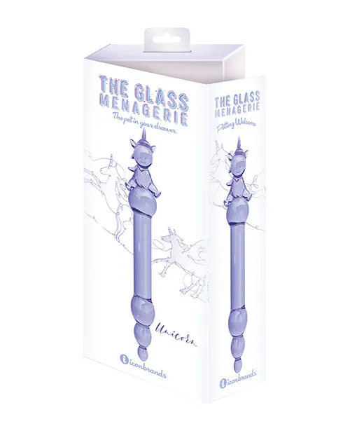 Dildos Icon Brands INC Glass Menagerie Unicorn Glass Dildo Purple