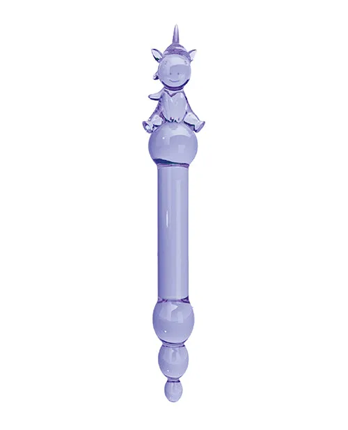 Dildos Icon Brands INC Glass Menagerie Unicorn Glass Dildo Purple