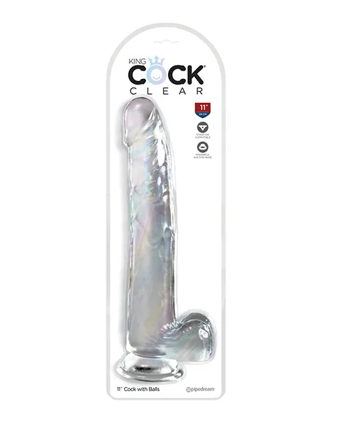 Dildos Pipedream Products King Cock Clear 11 Cock with Balls Clear