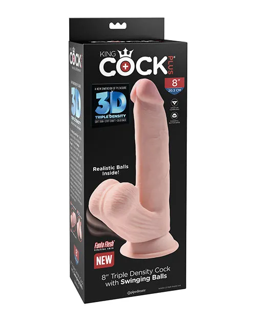 Dildos Pipedream Products King Cock Plus 8 Triple Density Cock with Swinging Balls Ivory